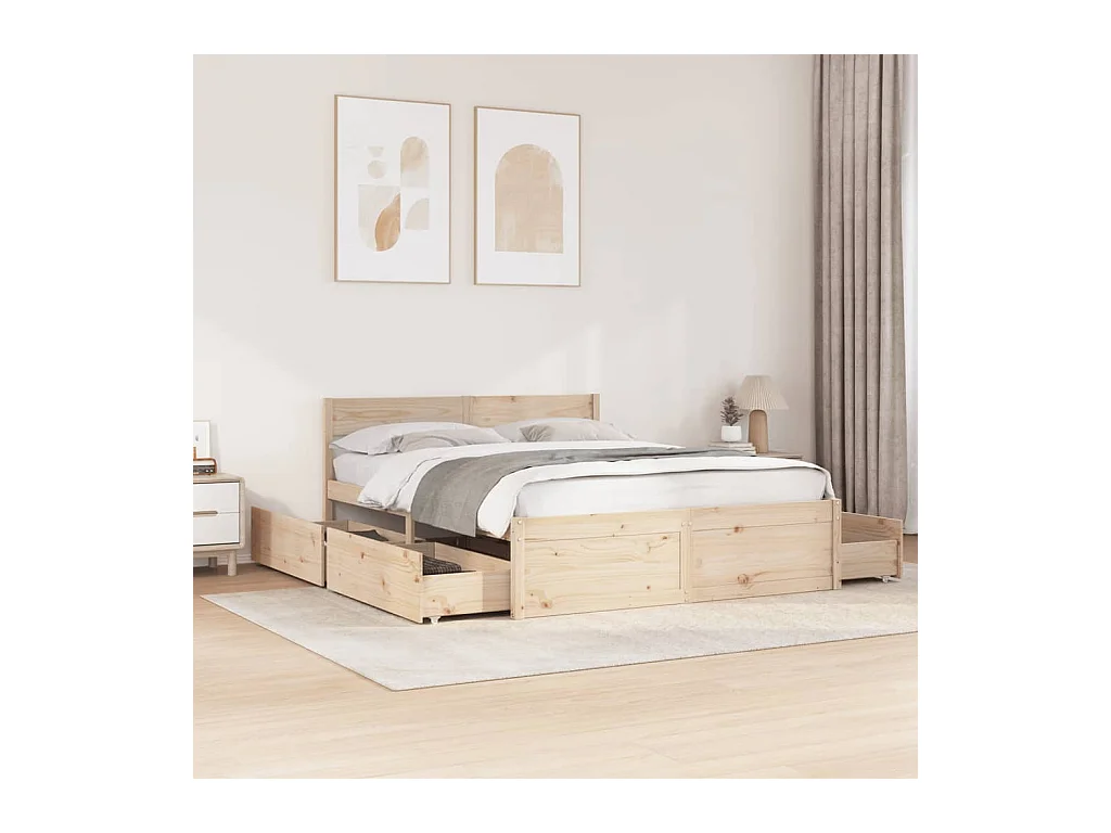 Cadre de lit sans matelas 150x200 cm bois de pin massif