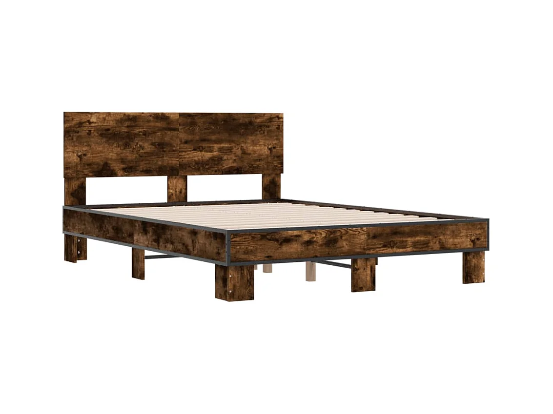 Cadre de lit sans matelas chêne fumé 140x200 cm