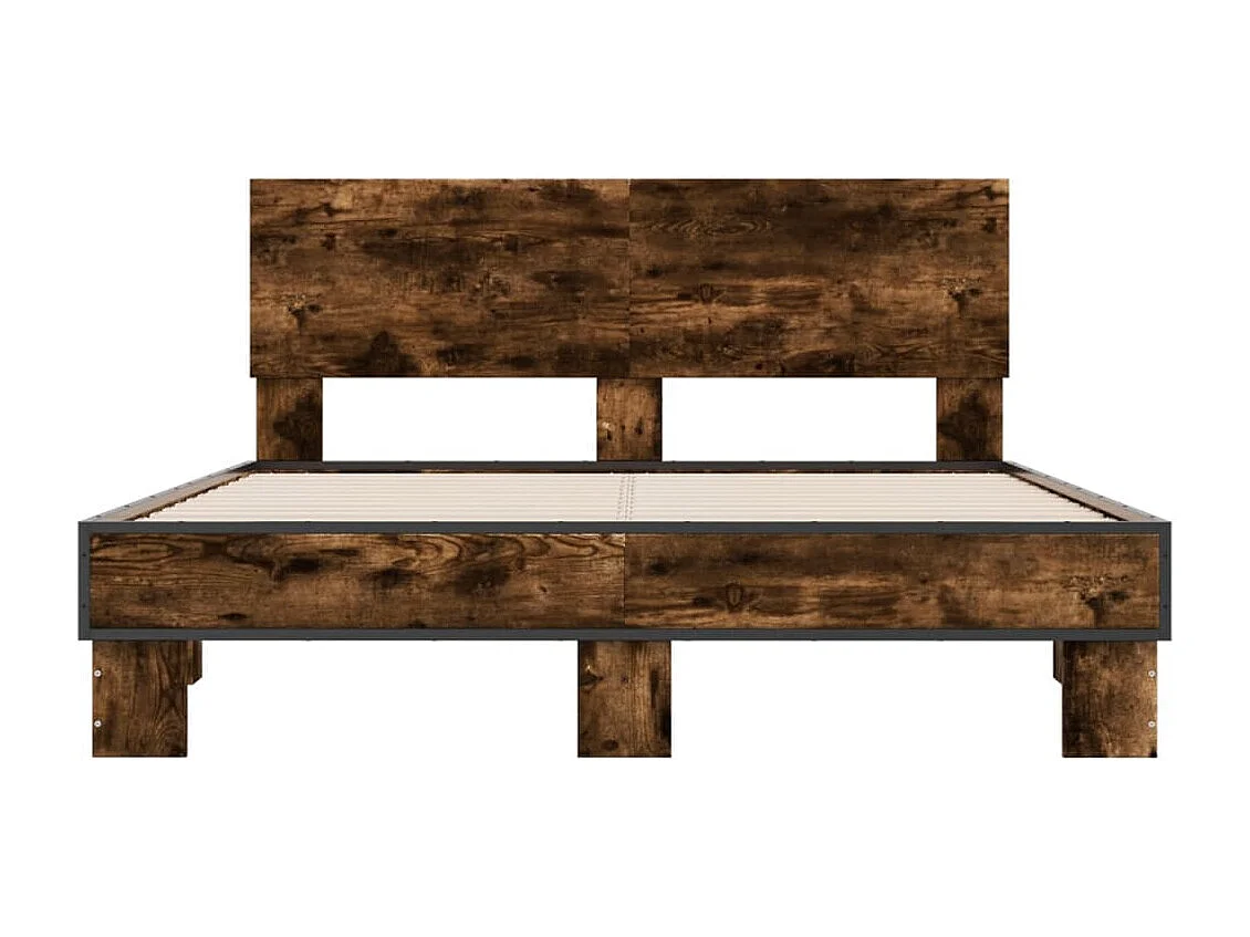 Bedframe bewerkt hout metaal gerookt eikenkleurig 140x200 cm