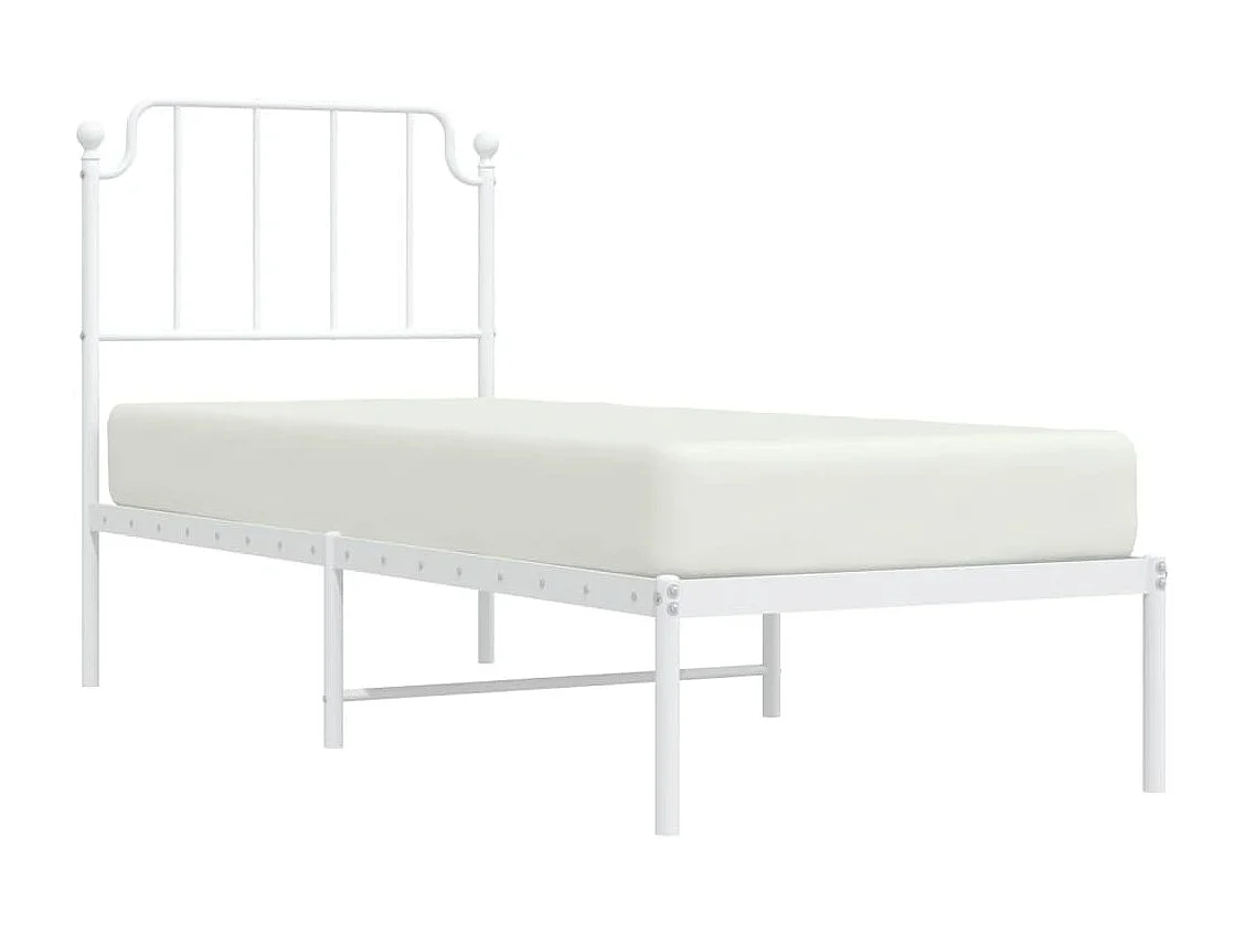 Bedframe met hoofdbord metaal wit 80x200 cm