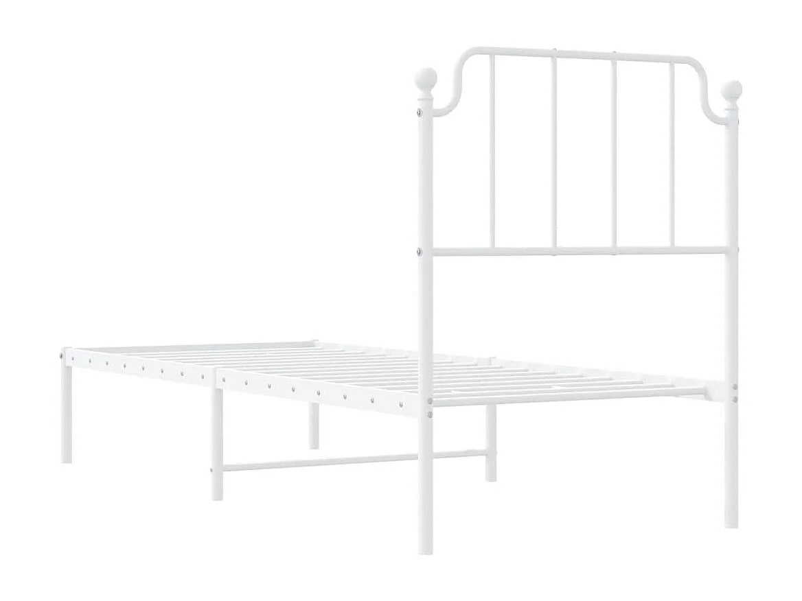 Bedframe met hoofdbord metaal wit 80x200 cm