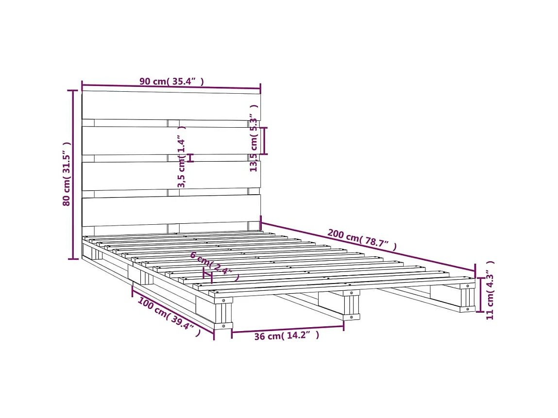 Cadre de lit métal sans matelas avec tête de lit blanc 80x200cm