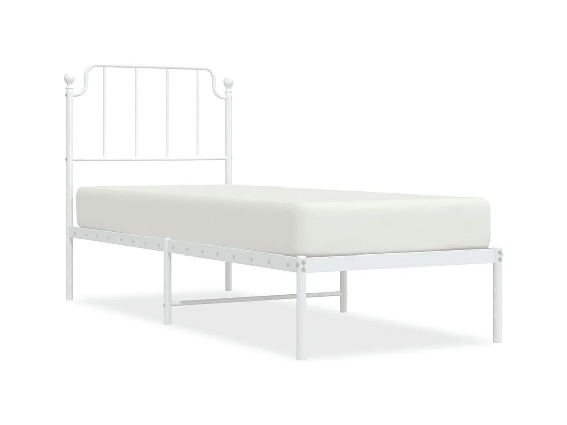 Cadre de lit métal sans matelas avec tête de lit blanc 80x200cm