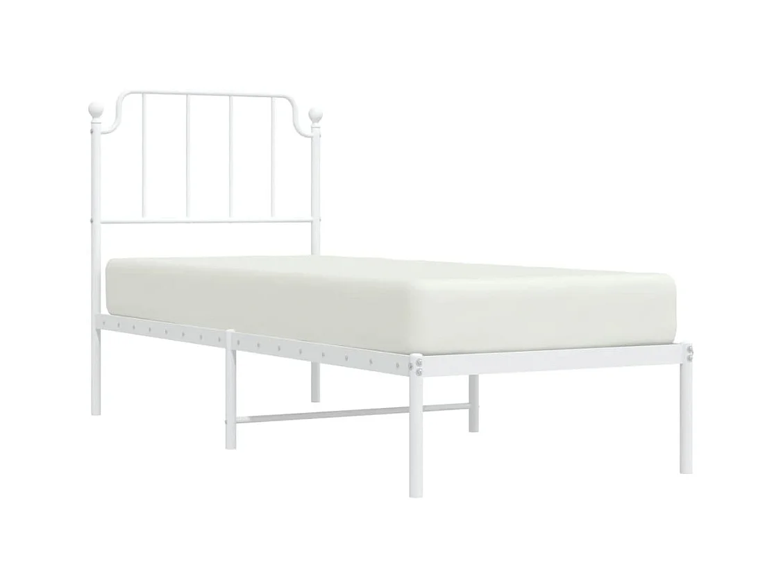 Cadre de lit métal sans matelas avec tête de lit blanc 80x200cm