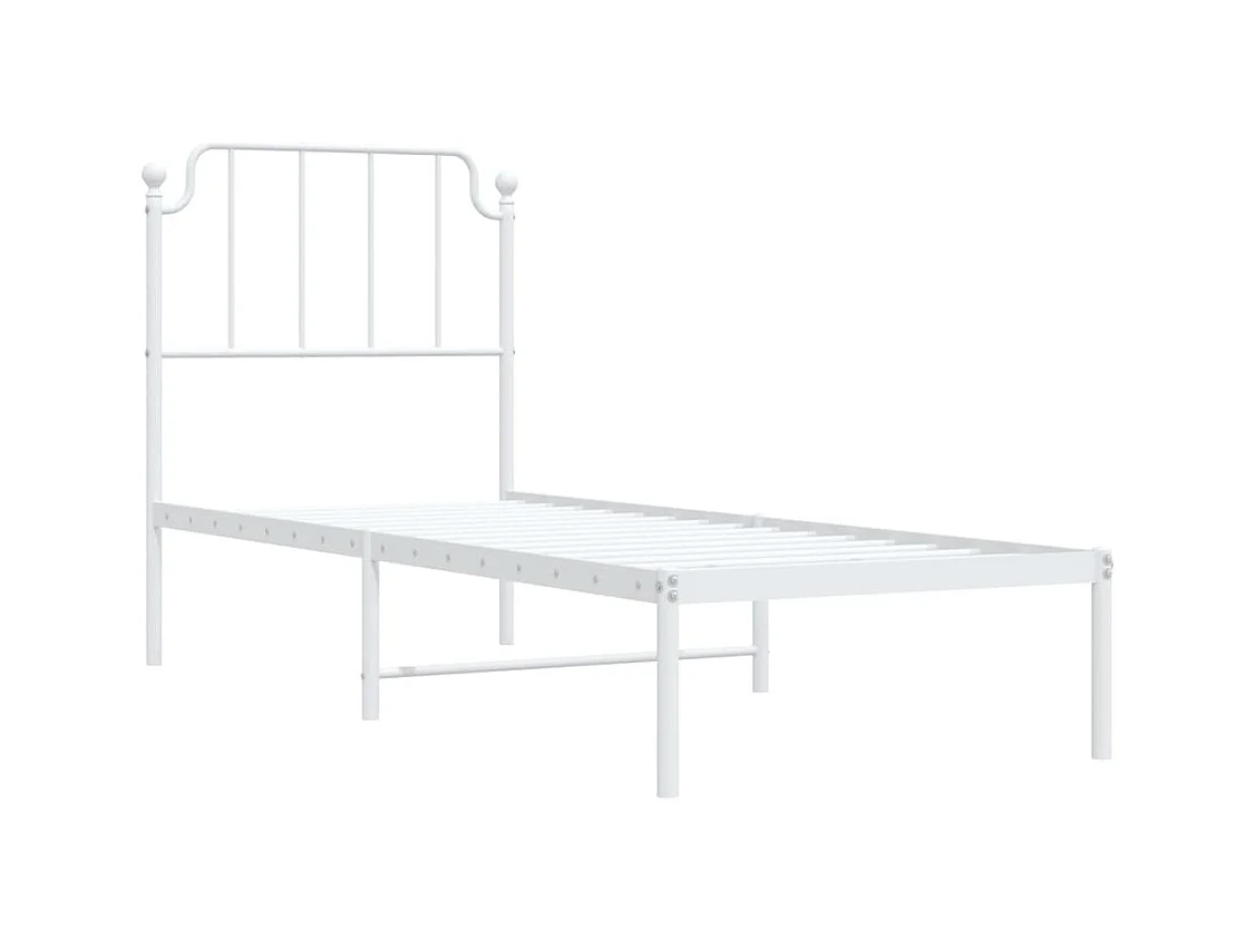 Cadre de lit métal sans matelas avec tête de lit blanc 80x200cm
