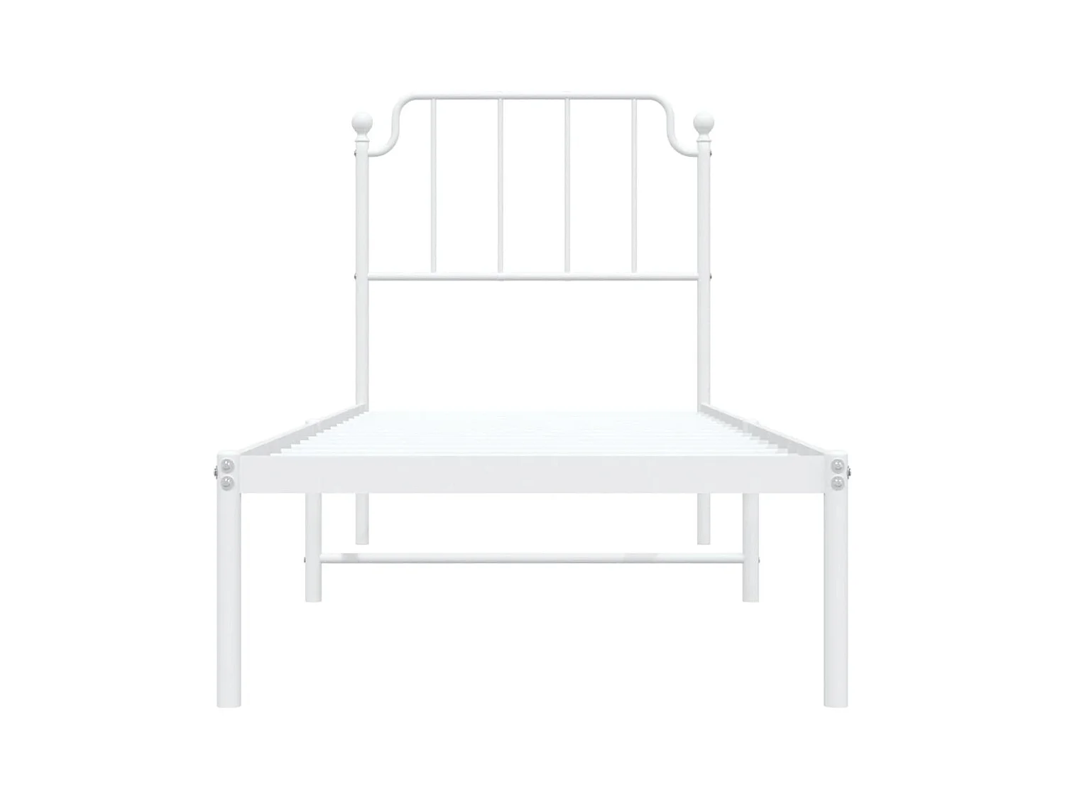 Cadre de lit métal sans matelas avec tête de lit blanc 80x200cm