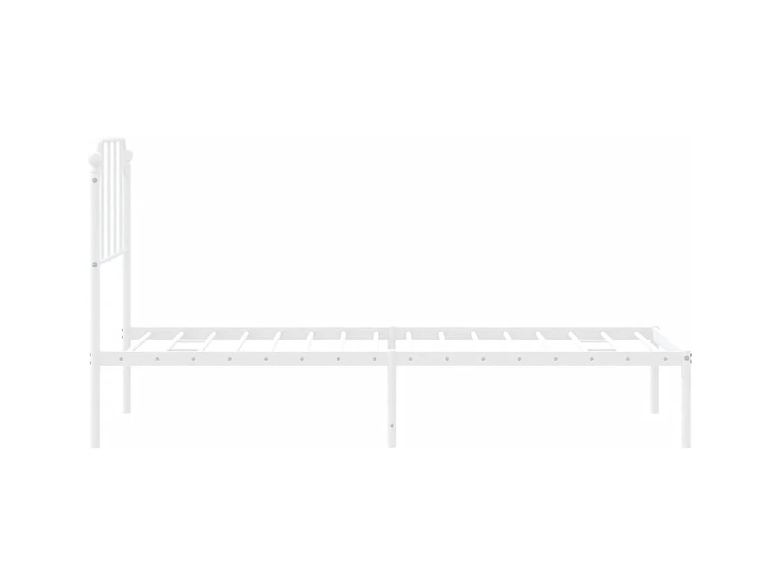 Cadre de lit métal sans matelas avec tête de lit blanc 80x200cm