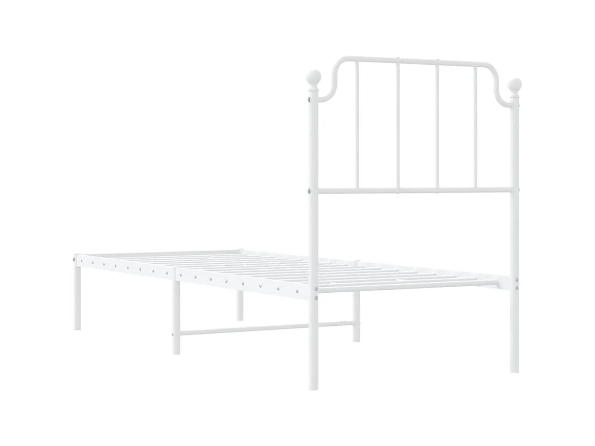 Cadre de lit métal sans matelas avec tête de lit blanc 80x200cm
