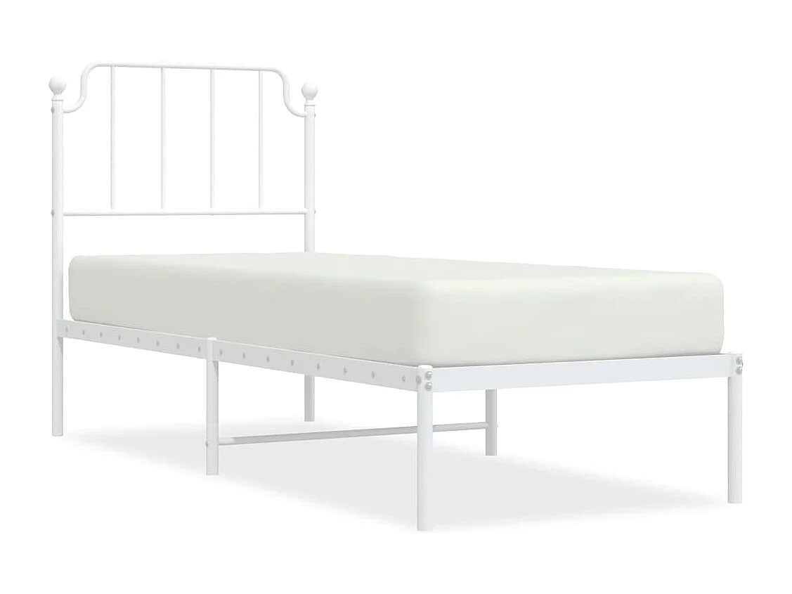 Cadre de lit métal sans matelas avec tête de lit blanc 80x200cm