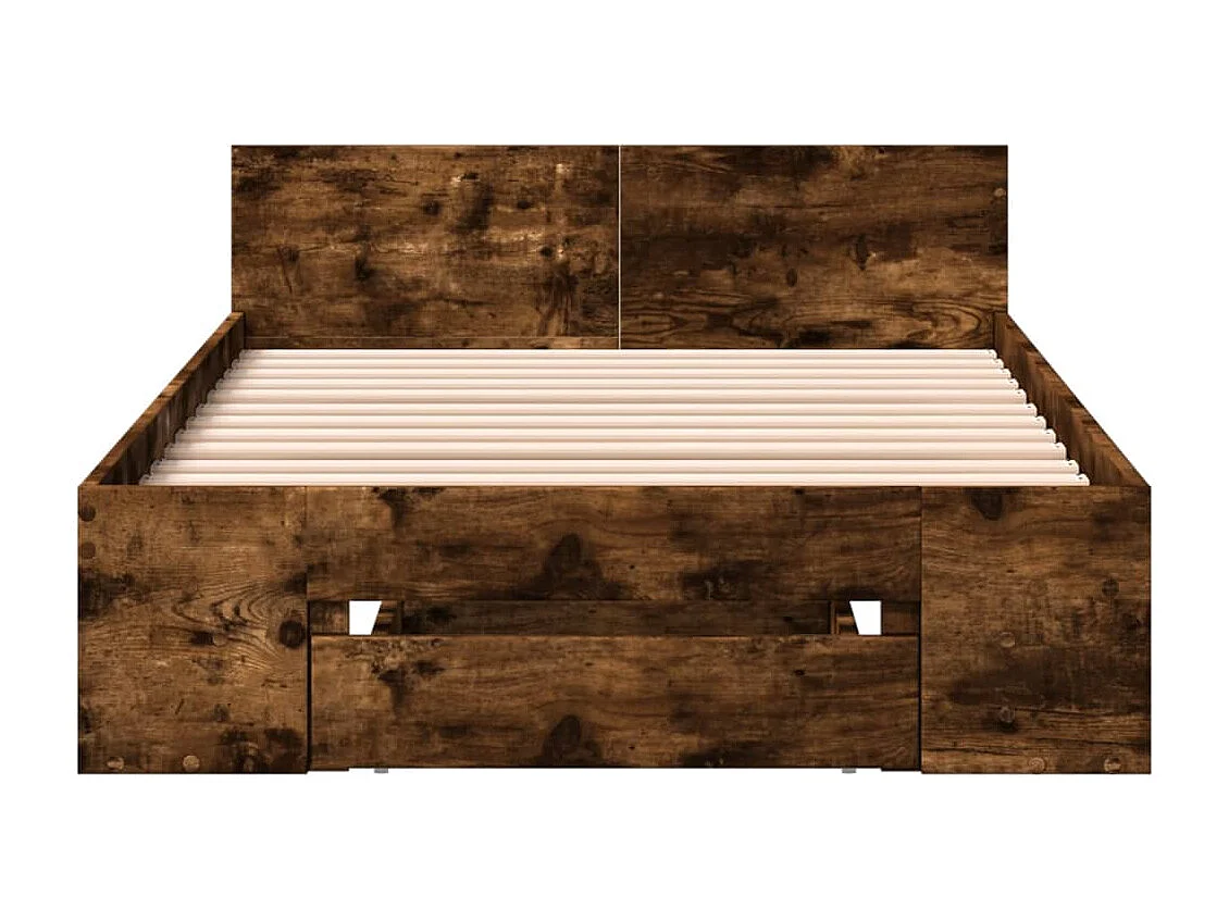 Cadre de lit avec tiroir sans matelas chêne fumé 100x200 cm