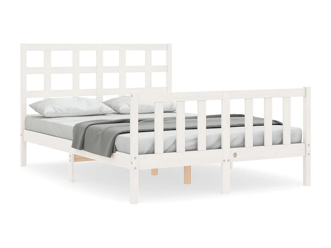 Cadre de lit sans matelas blanc bois de pin massif