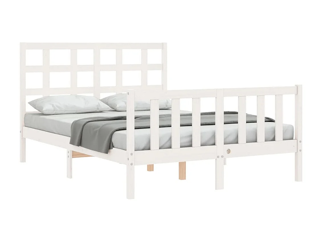 Cadre de lit sans matelas blanc bois de pin massif
