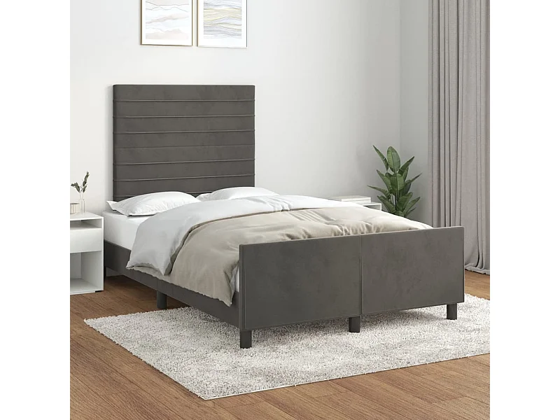 Cadre de lit sans matelas gris foncé 120x190 cm velours