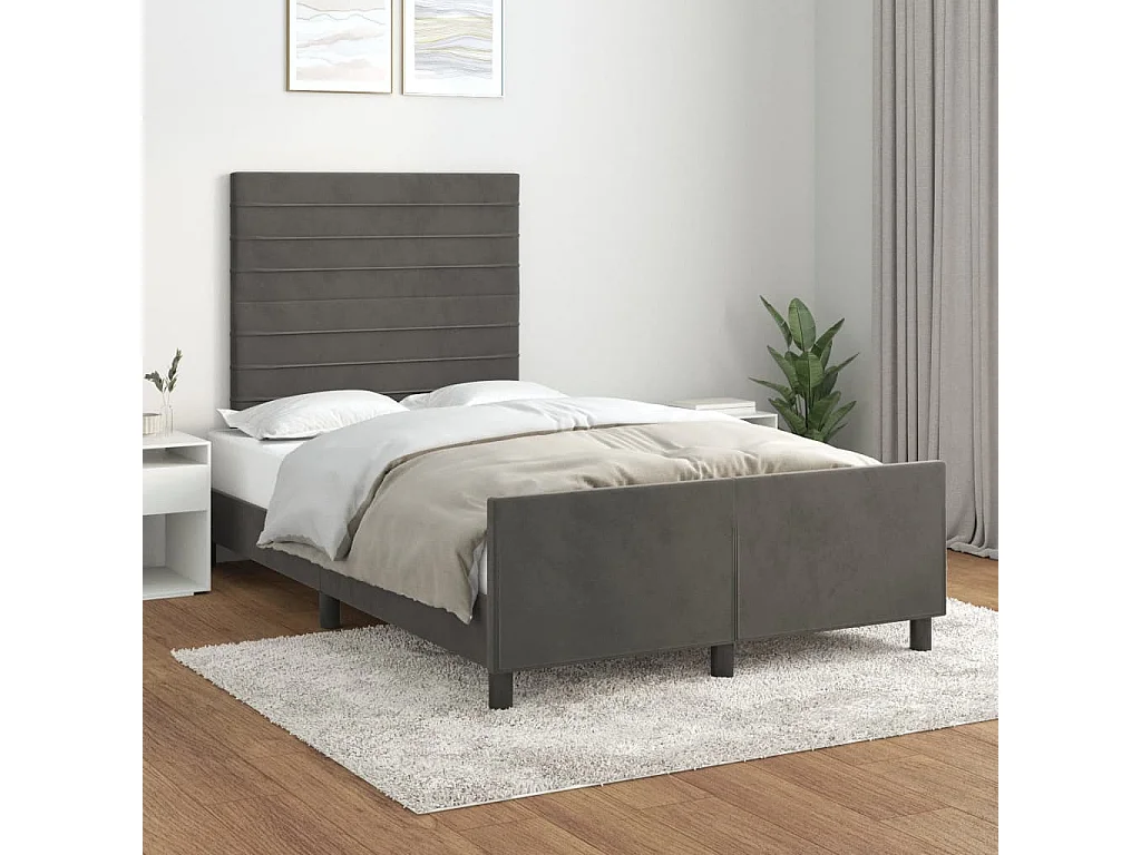 Cadre de lit sans matelas gris foncé 120x190 cm velours