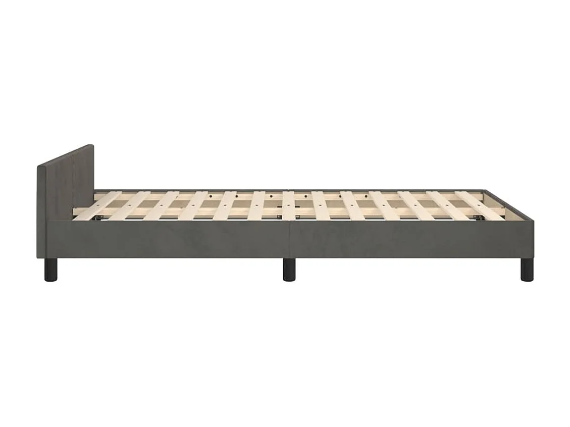 Cadre de lit sans matelas gris foncé 120x190 cm velours