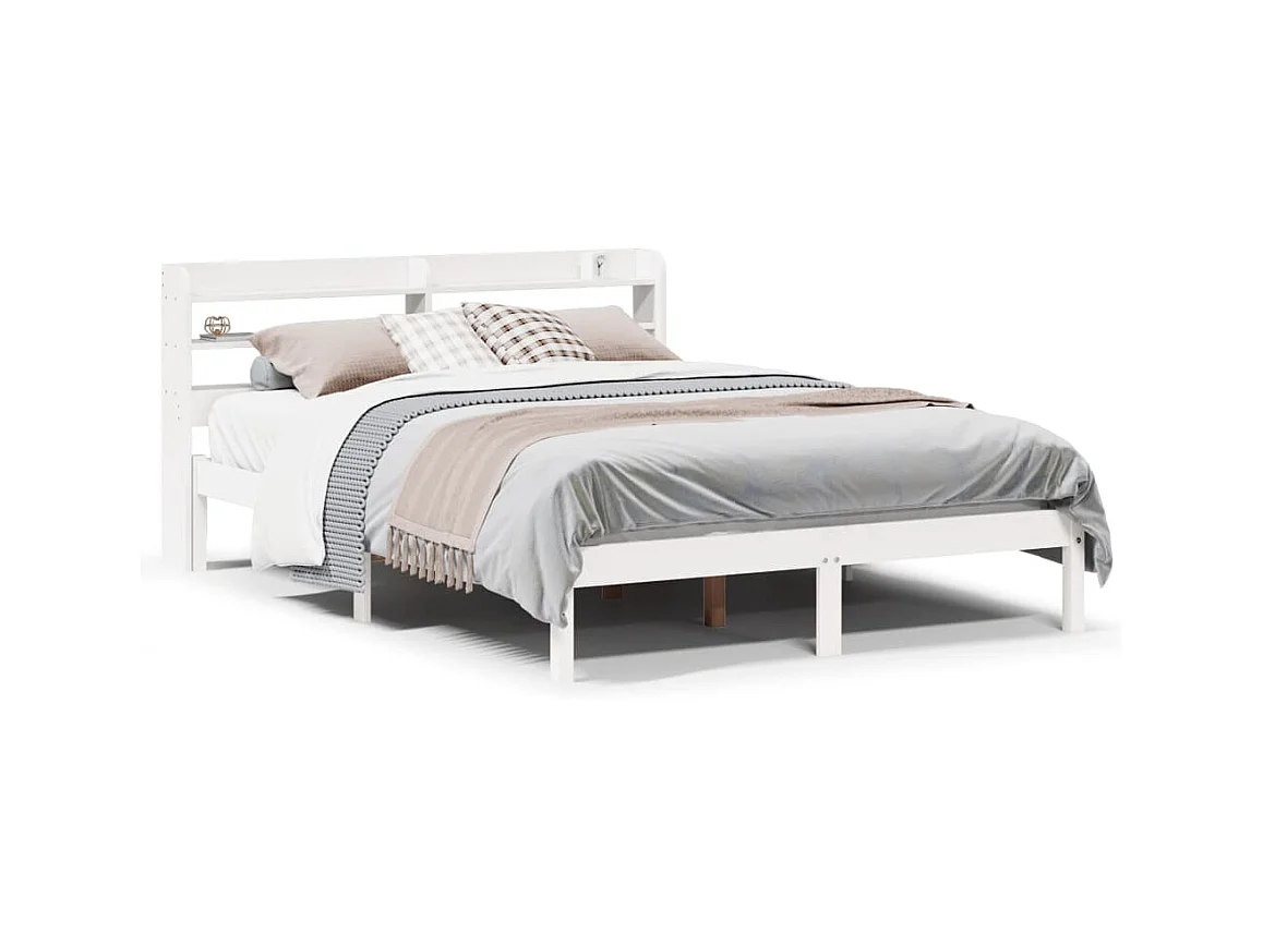 Cadre de lit sans matelas blanc 120x190 cm bois de pin massif