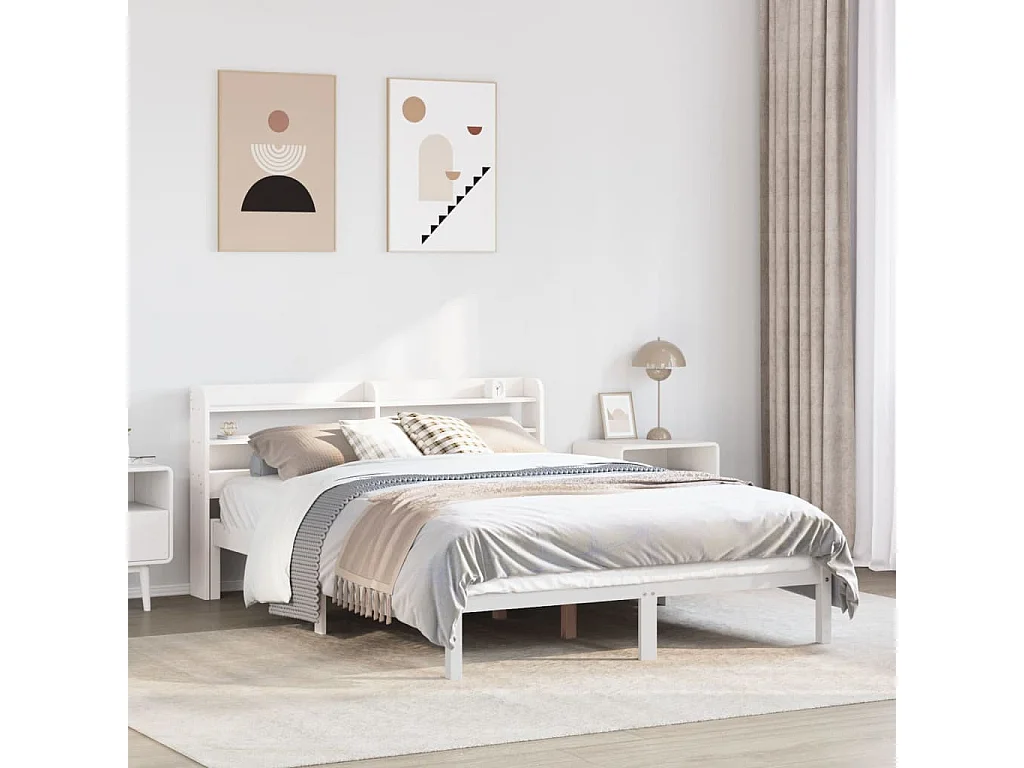 Letto senza Materasso Bianco 120x190 cm Legno Massello di Pino