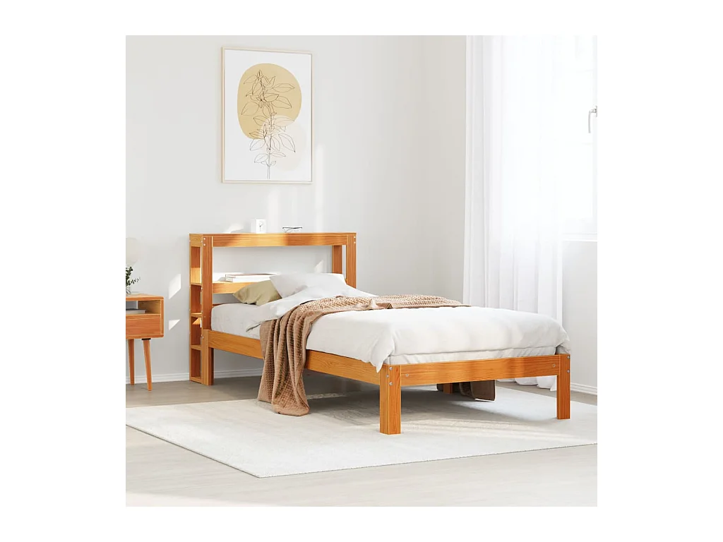 Cama sem colchão 100x200 cm pinho maciço castanho-mel