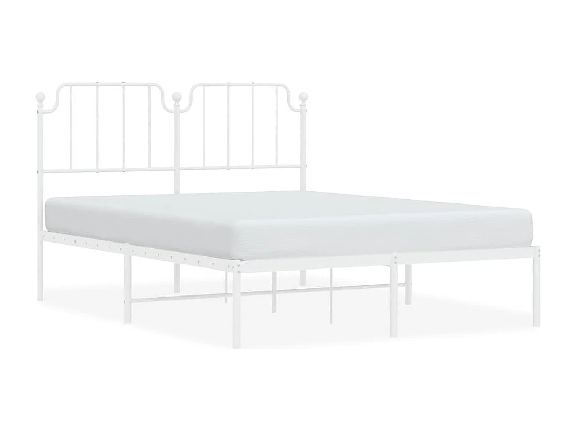Bettgestell mit Kopfteil Metall Weiß 140x200 cm
