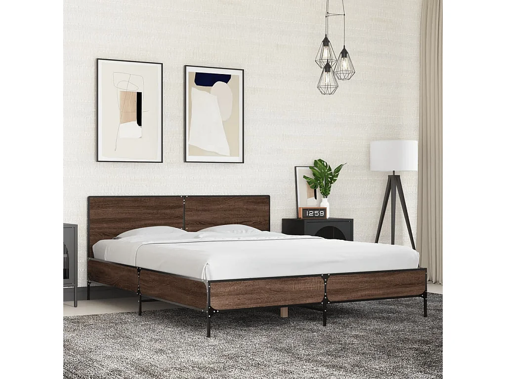 Cadre de lit sans matelas chêne marron 150x200 cm