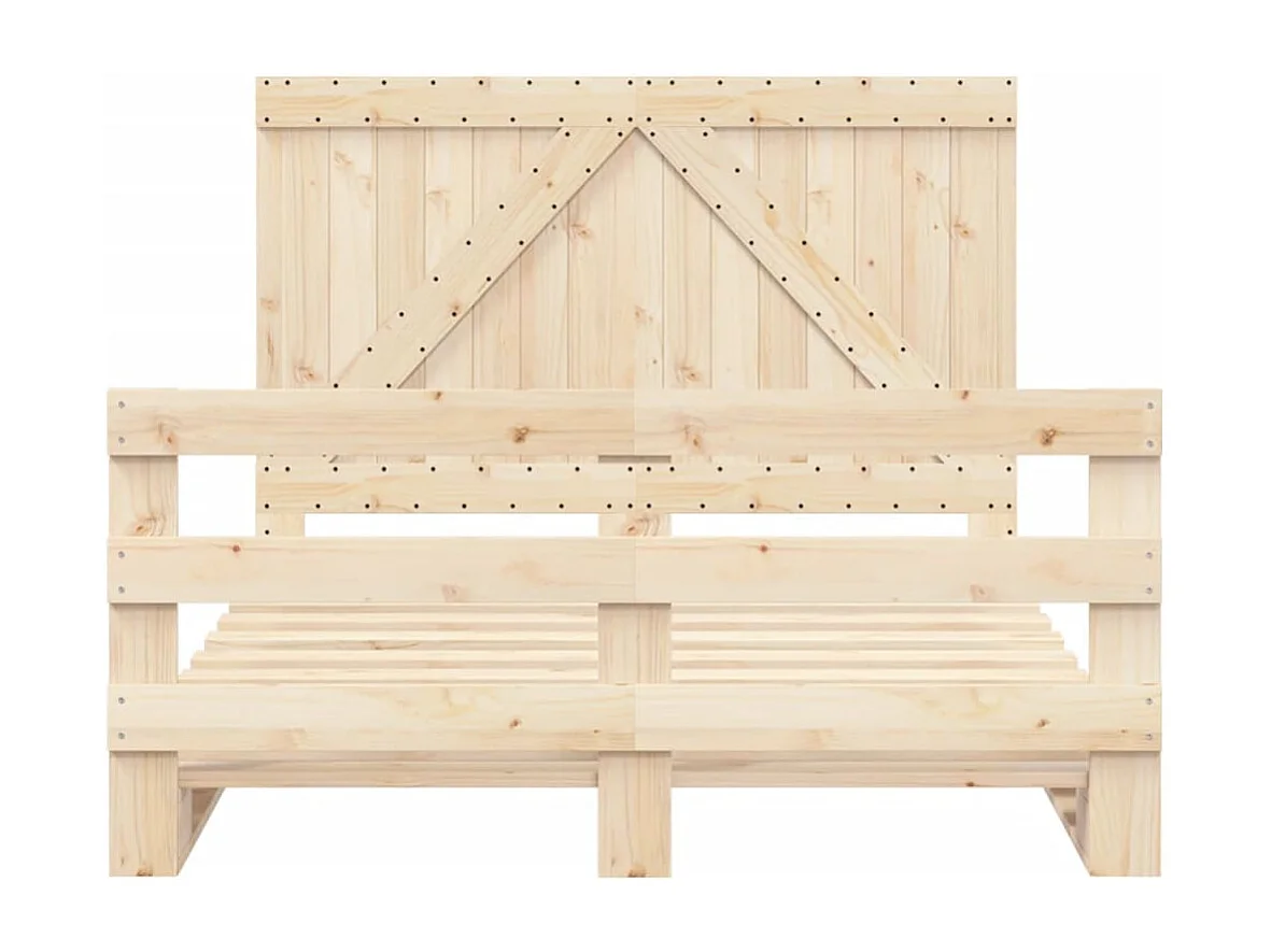 Cadre de lit sans matelas avec tête de lit bois massif
