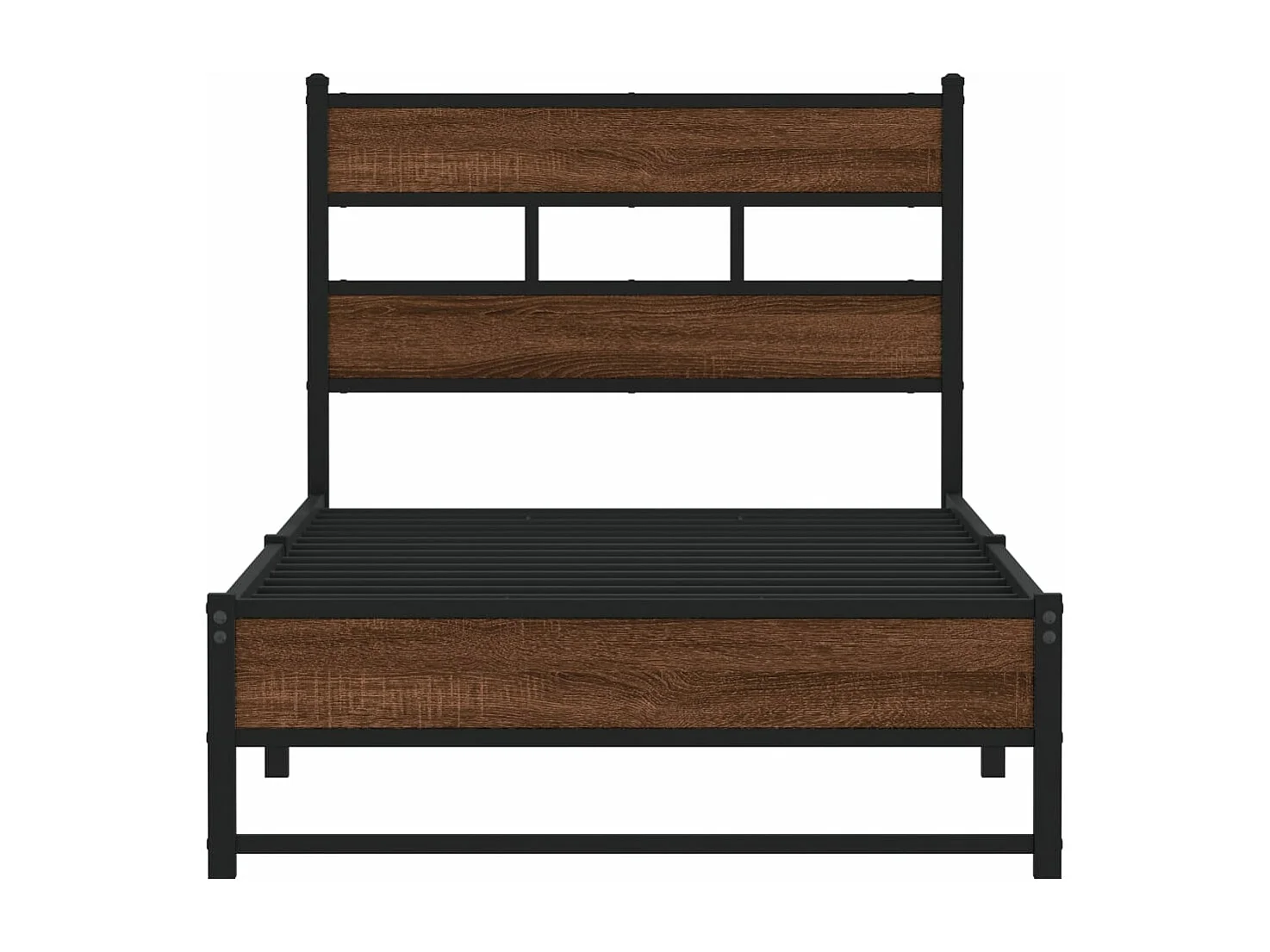 Cadre de lit en métal sans matelas chêne marron 90x200 cm