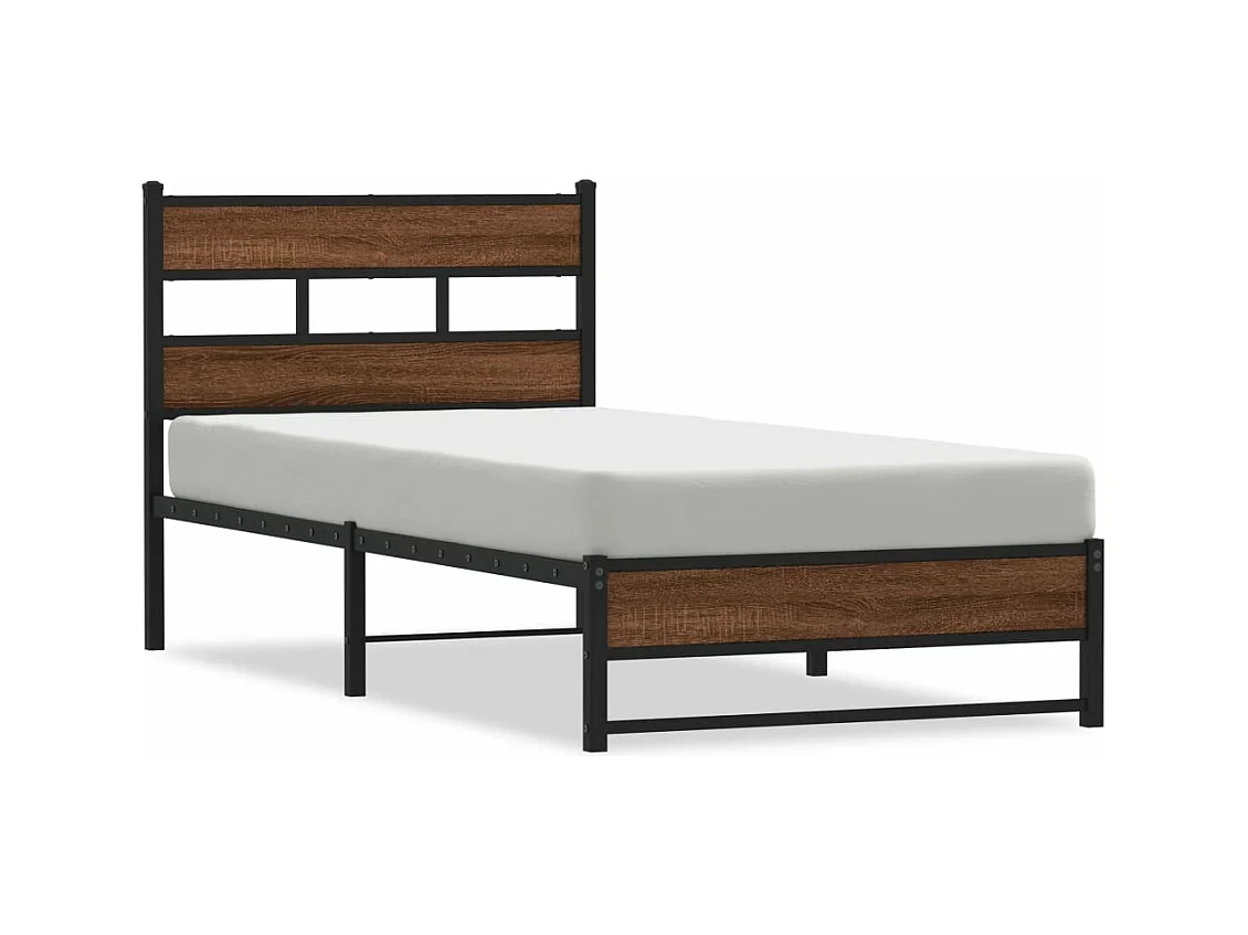 Cadre de lit en métal sans matelas chêne marron 90x200 cm