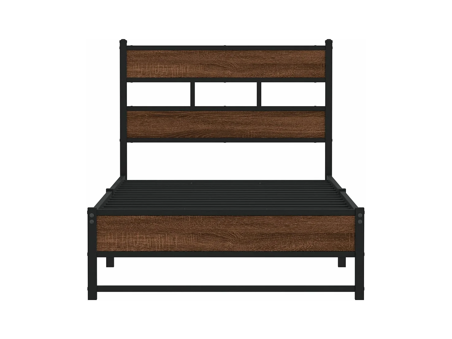 Cadre de lit en métal sans matelas chêne marron 90x200 cm
