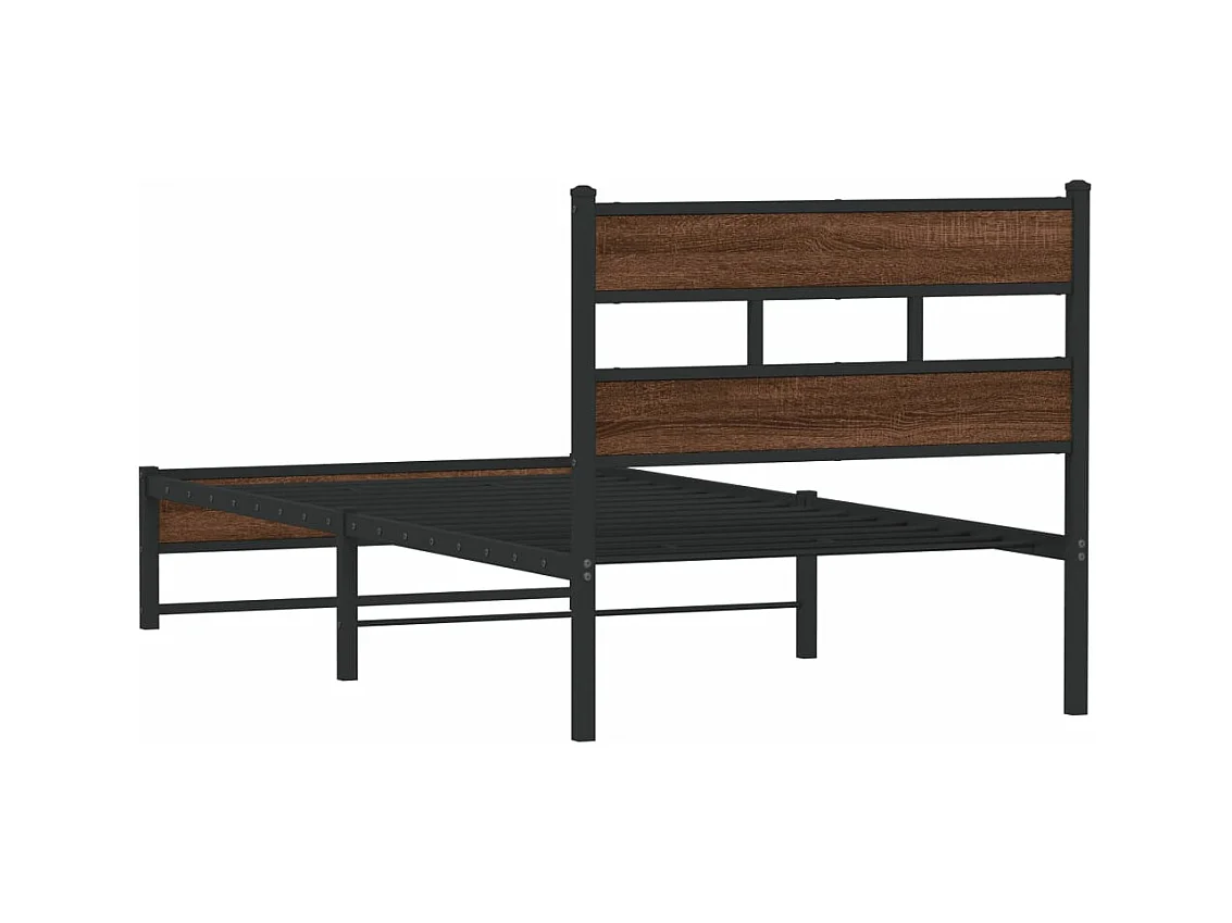 Cadre de lit en métal sans matelas chêne marron 90x200 cm