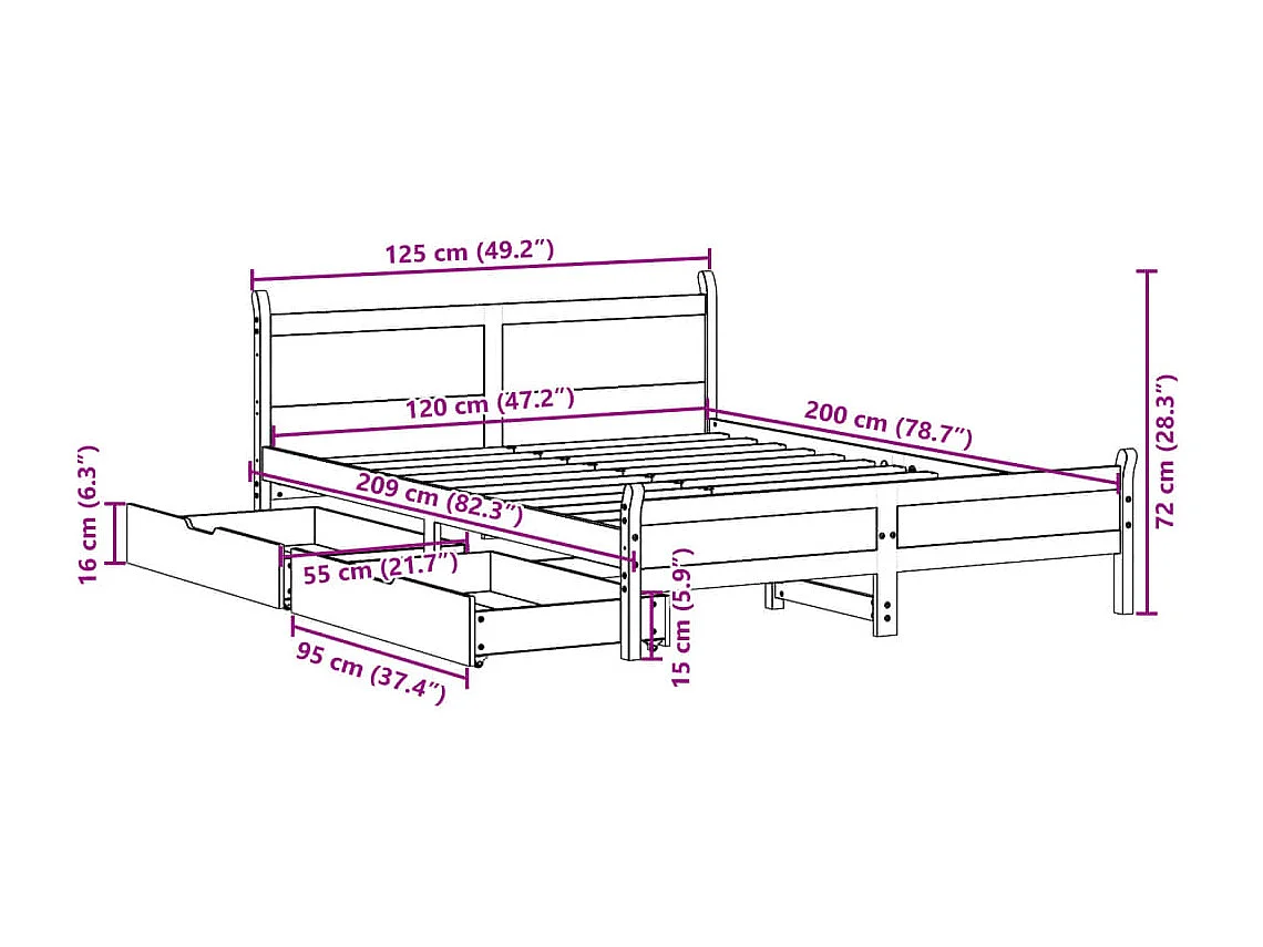 Estrutura de cama 90x200 cm tecido preto