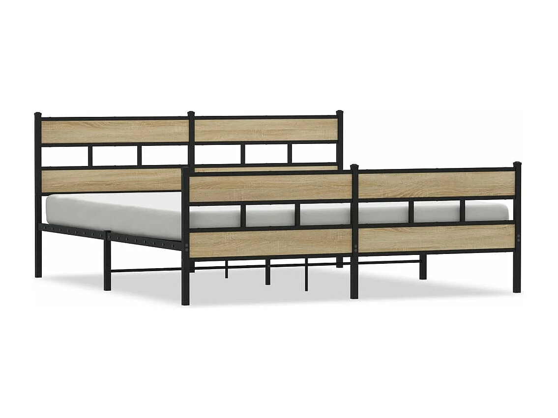 Cadre de lit en métal sans matelas chêne sonoma 200x200 cm
