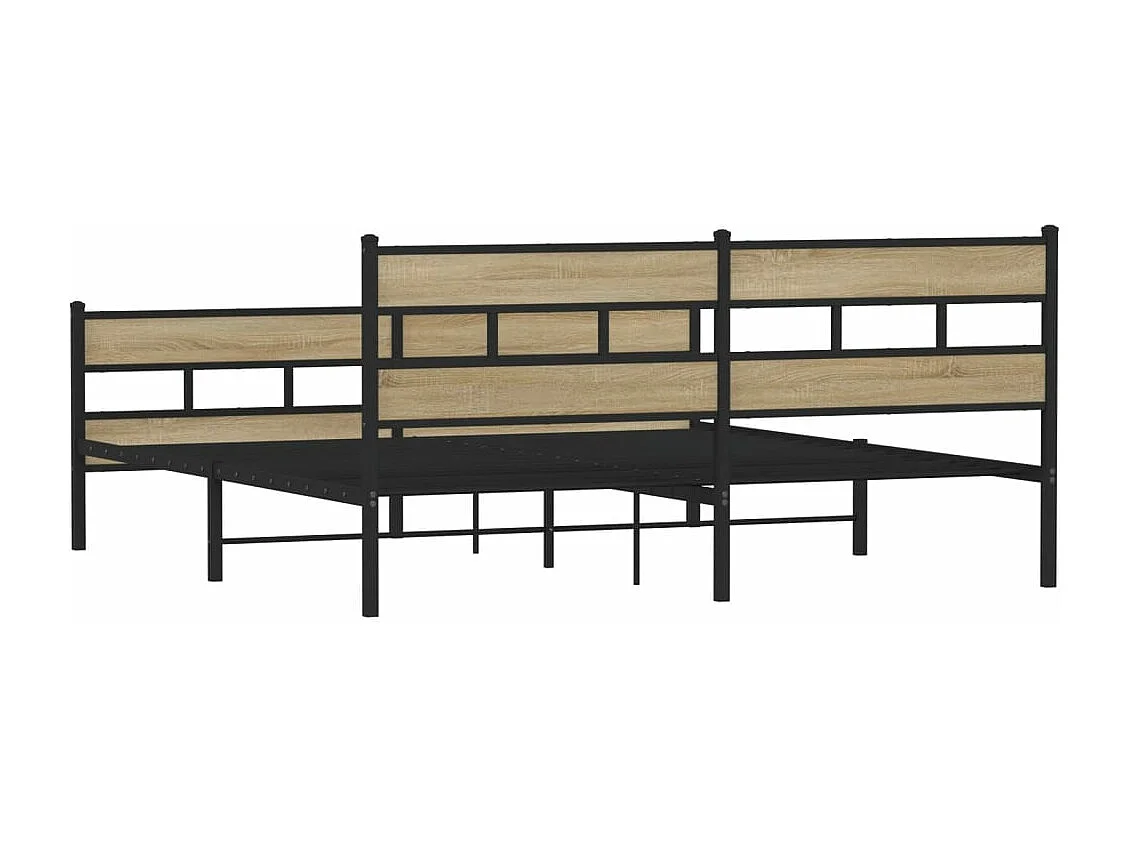 Cadre de lit en métal sans matelas chêne sonoma 200x200 cm