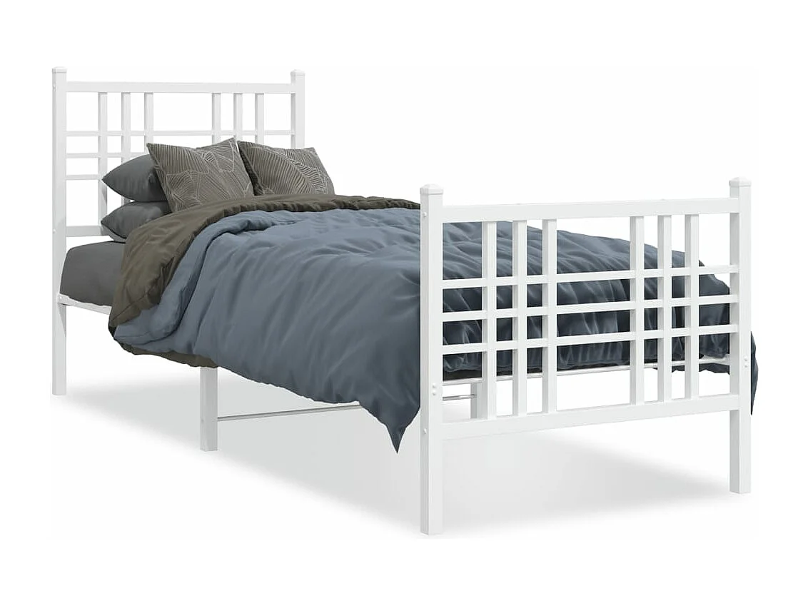 Estrutura de cama com cabeceira e pés 80x200 cm metal branco