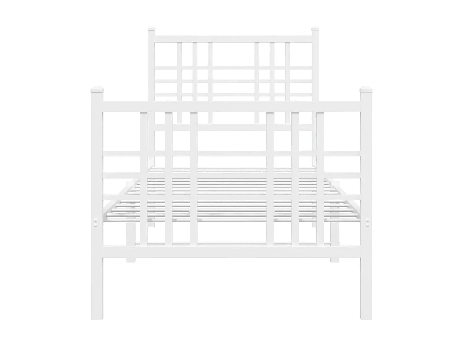 Cadre de lit métal sans matelas avec pied de lit blanc 80x200cm