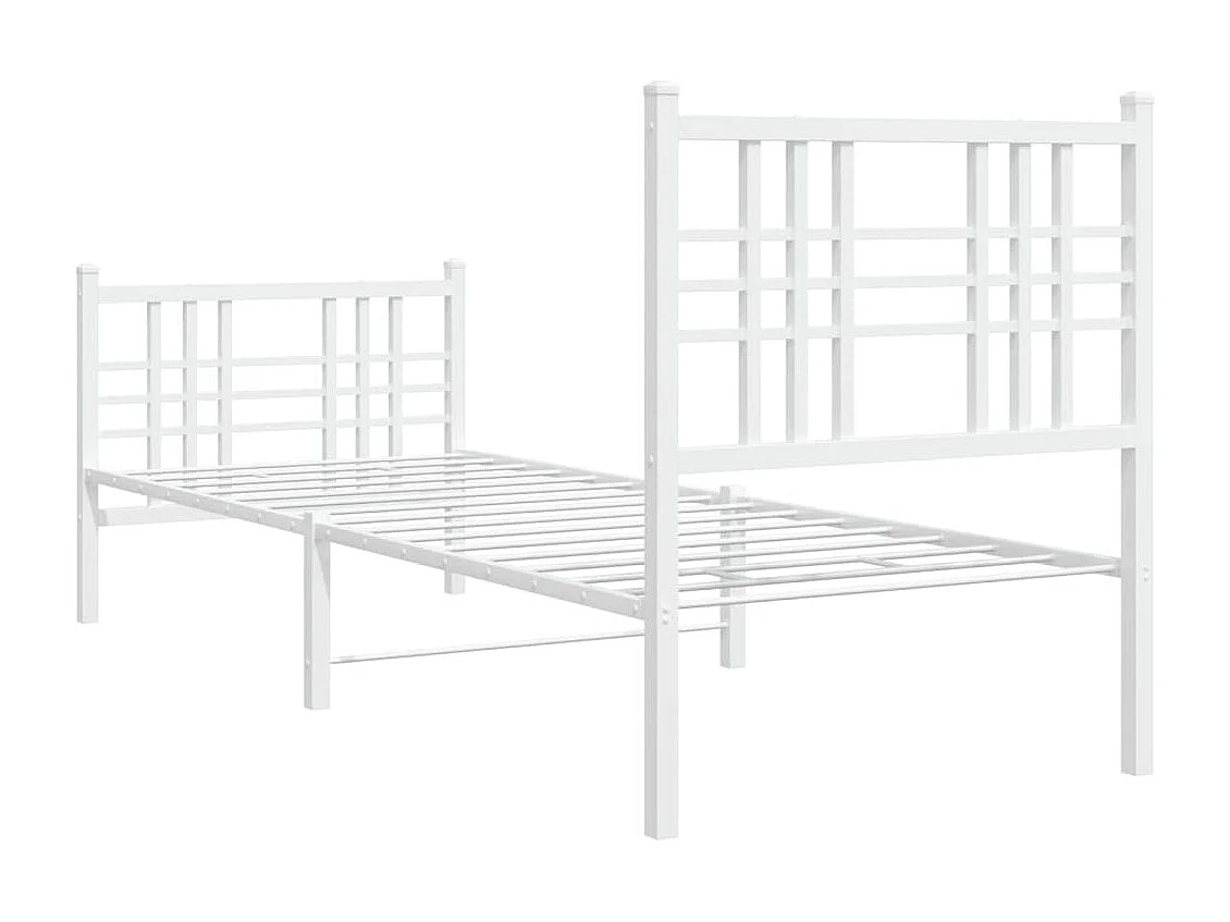 Cadre de lit métal sans matelas avec pied de lit blanc 80x200cm