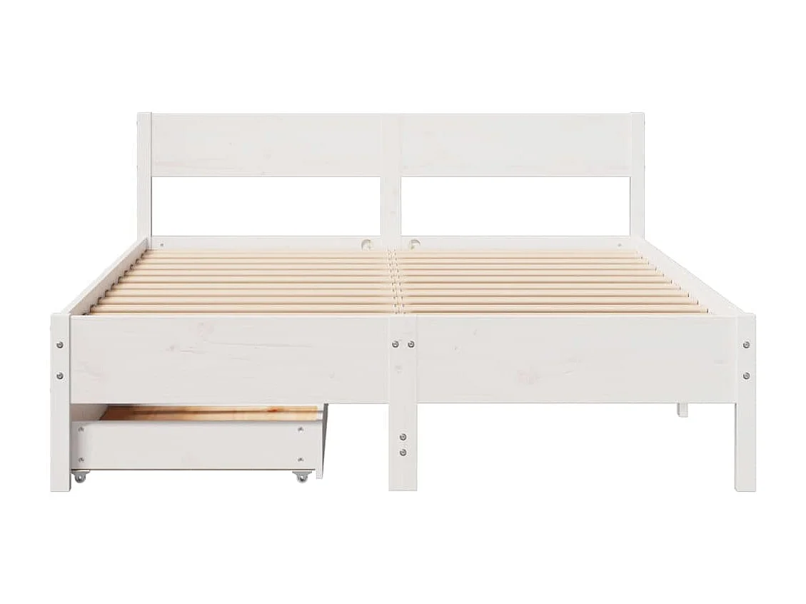 Cadre de lit sans matelas blanc 135x190 cm bois de pin massif