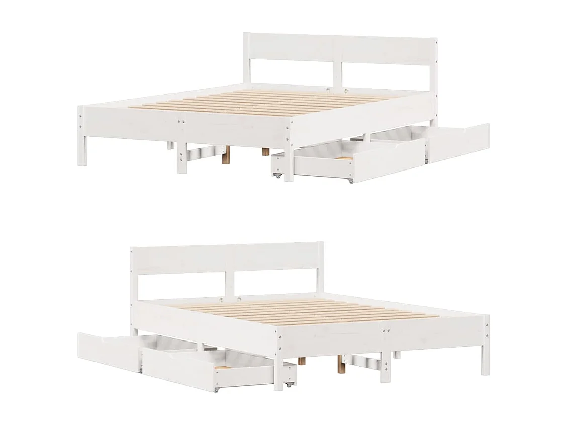 Cadre de lit sans matelas blanc 135x190 cm bois de pin massif