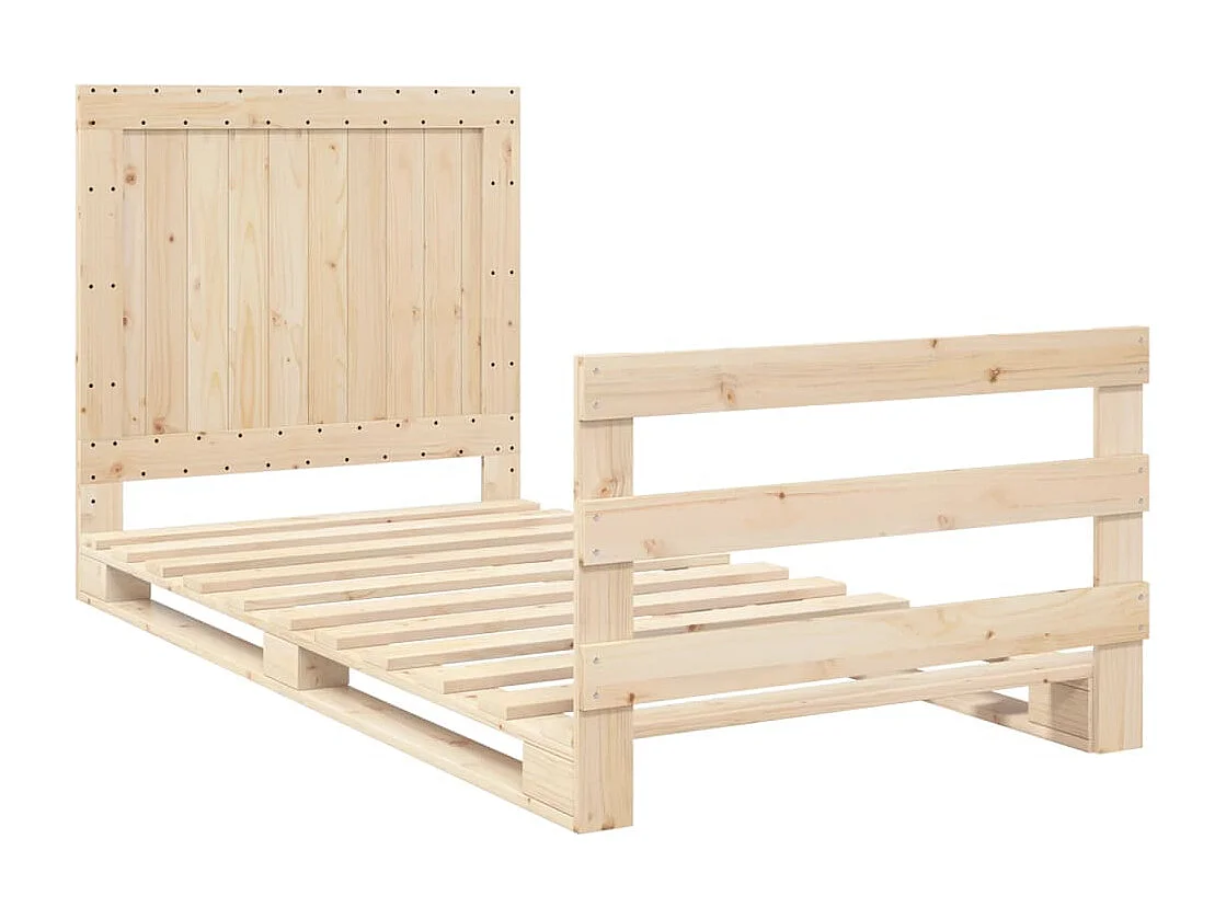 Estrutura de cama com cabeceira 100x200cm pinho maciço