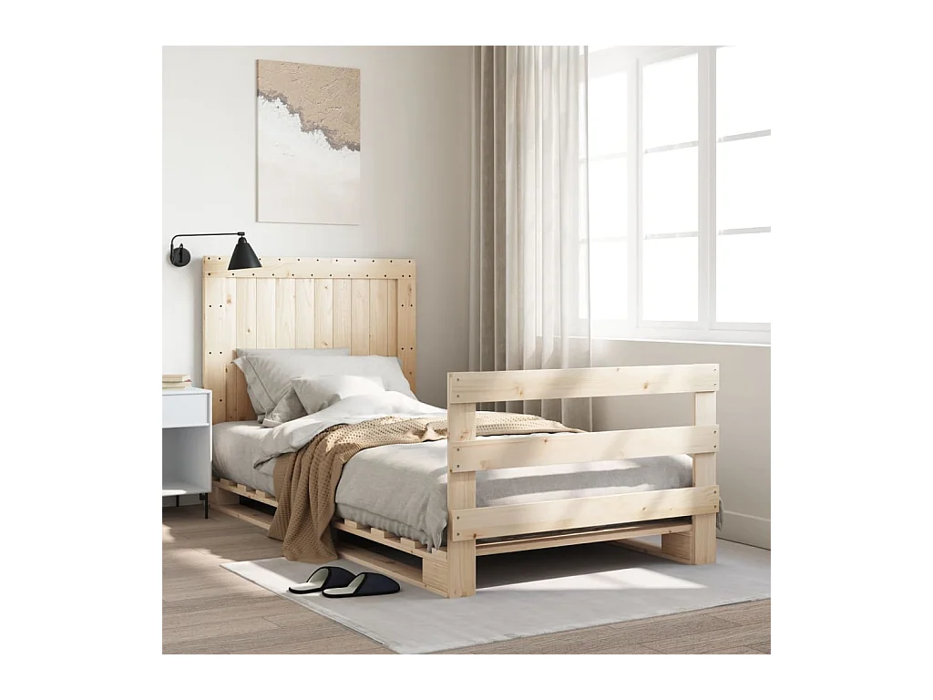 Giroletto con Testiera 100x200 cm Legno Massello di Pino