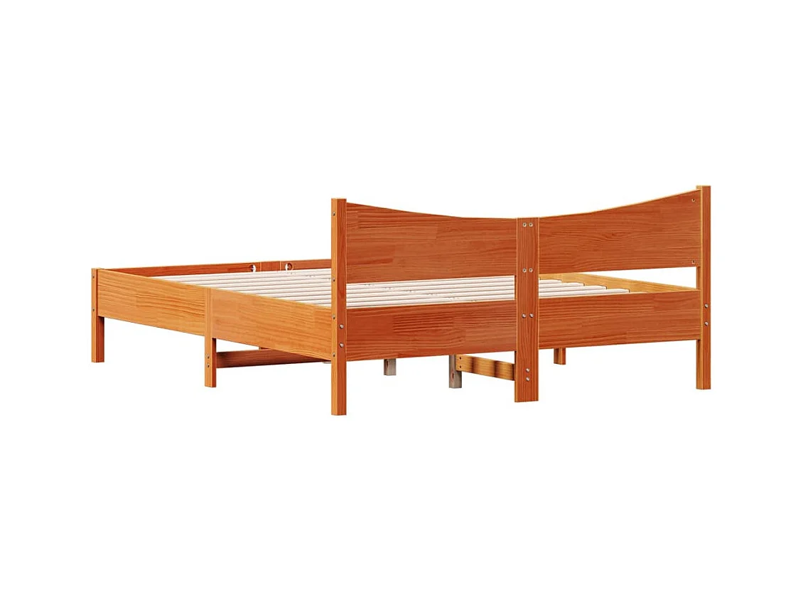 Cadre de lit sans matelas cire marron 160x200cm bois pin massif