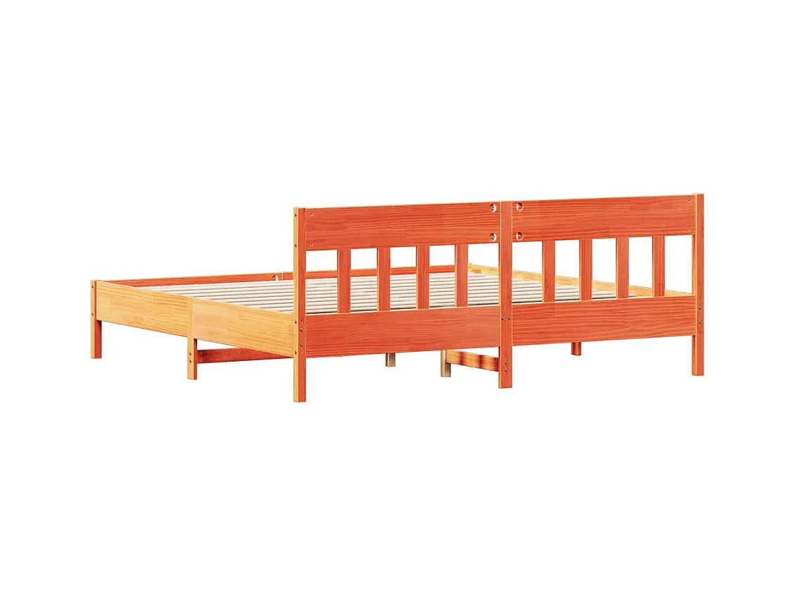 Massivholzbett ohne Matratze Wachsbraun 200x200 Kiefernholz