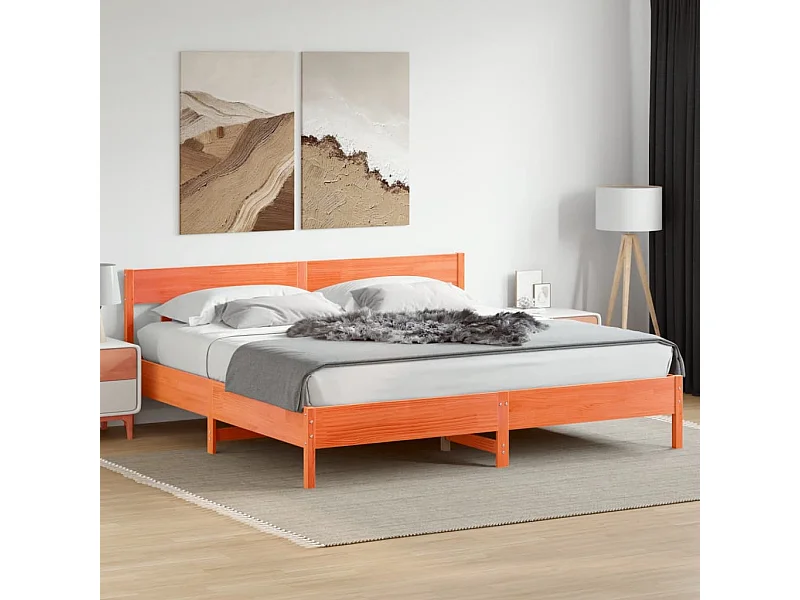 Giroletto senza Materasso Marrone Cera 200x200 cm Legno di Pino