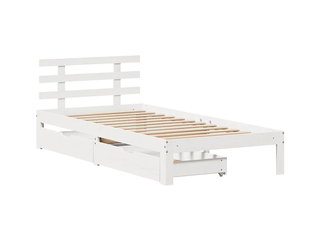 Cadre de lit avec tiroirs sans matelas blanc 90x200 cm