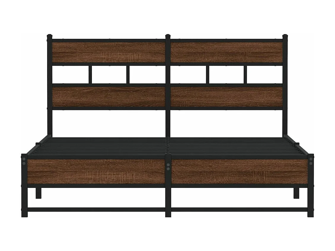 Metallbett ohne Matratze Braun Eichen-Optik 150x200 cm