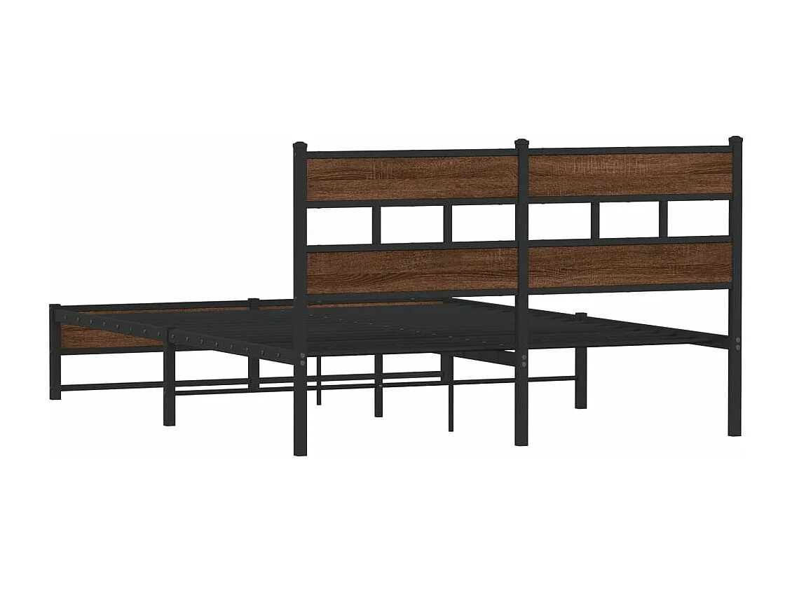 Metallbett ohne Matratze Braun Eichen-Optik 150x200 cm