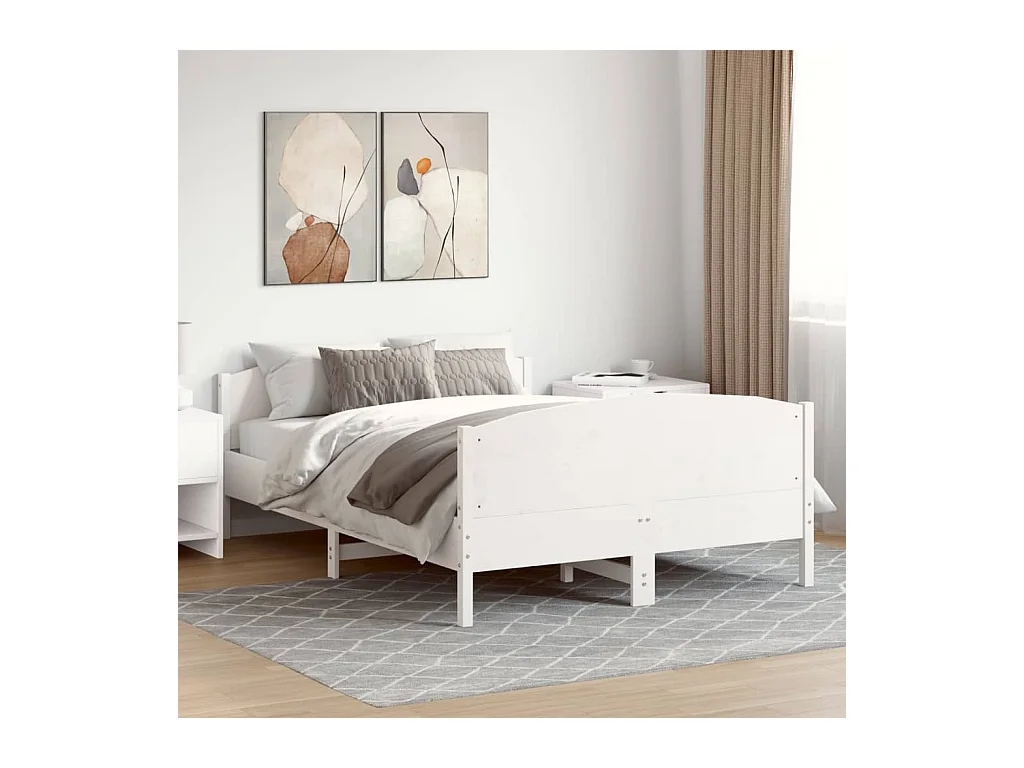 Bedframe zonder matras massief grenenhout wit 150x200 cm
