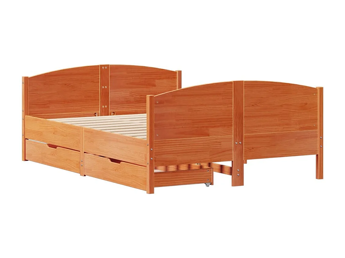 Cadre de lit sans matelas cire marron 150x200cm bois pin massif