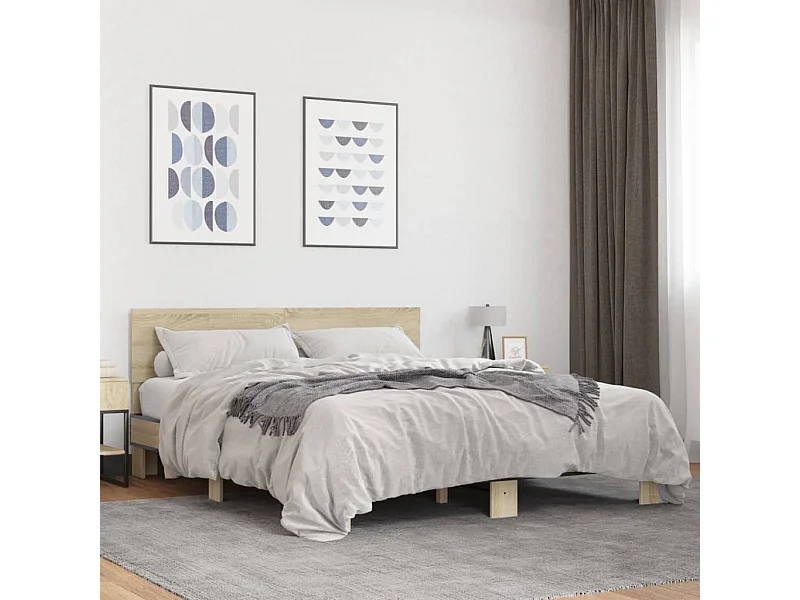 Cadre de lit sans matelas chêne sonoma 160x200 cm