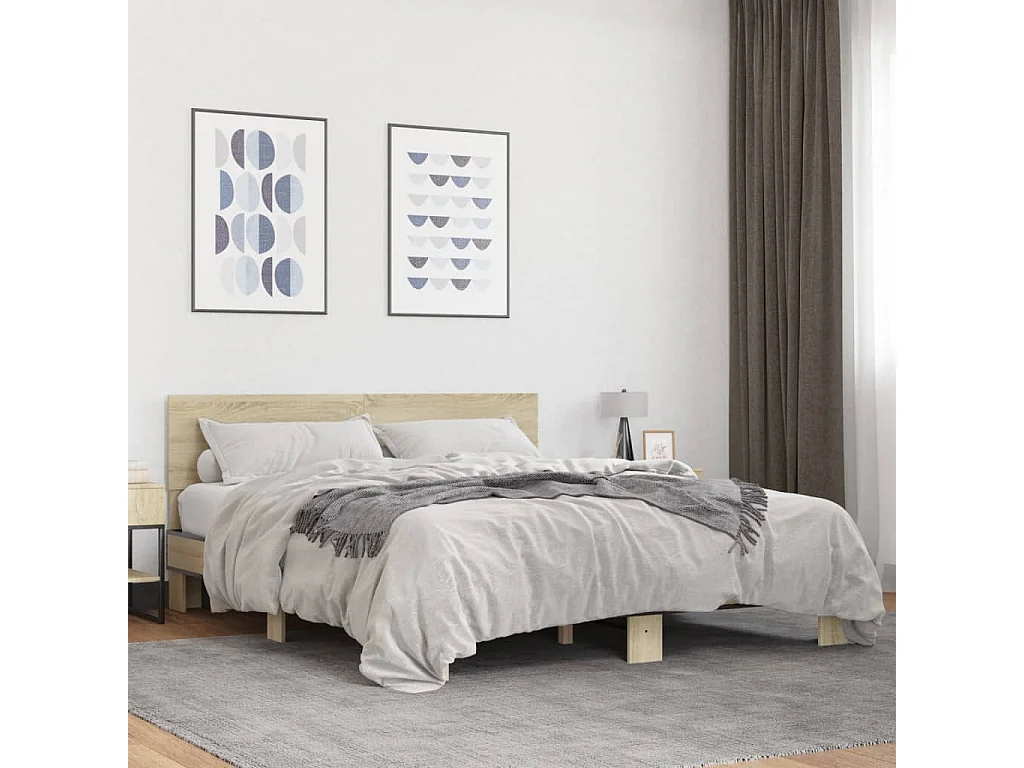 Cadre de lit sans matelas chêne sonoma 160x200 cm