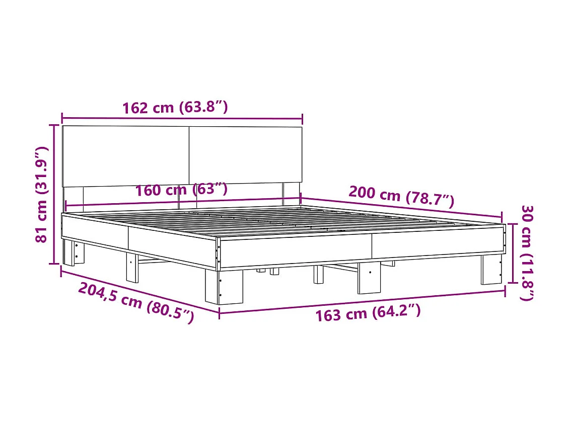 Cadre de lit sans matelas chêne sonoma 160x200 cm